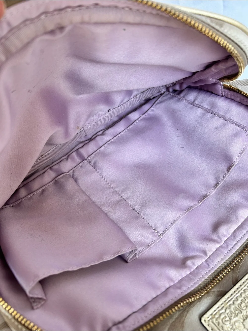 Coach Poppy Y2K Backpack Khaki Gold Signature C H1260-F20046